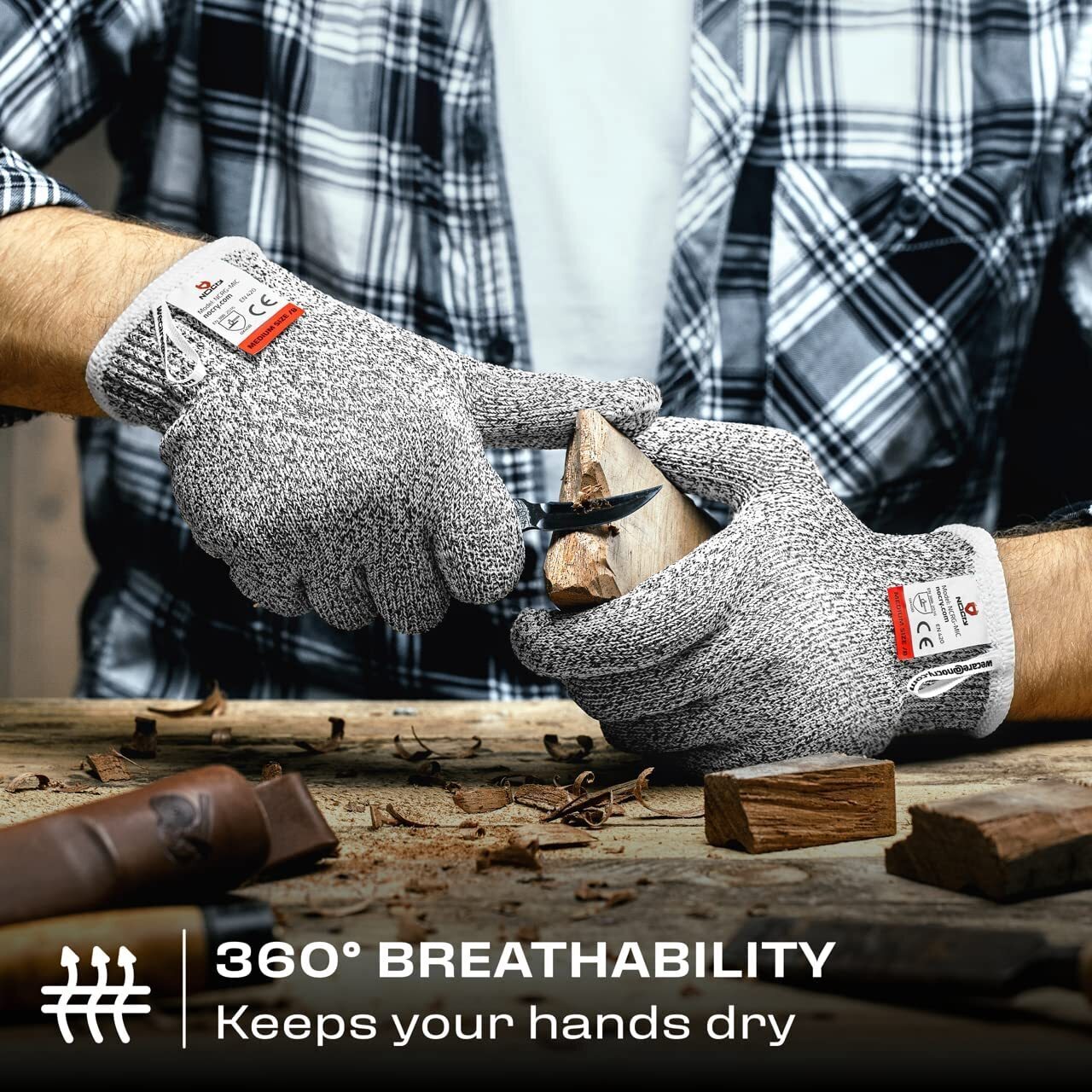 NoCry Premium Cut Resistant Gloves - 100% Food Grade, Ambidextrous Cut  Proof Gloves - Level 5 Safety Gloves - EN388 Certified Anti Cut Gloves  Kitchen