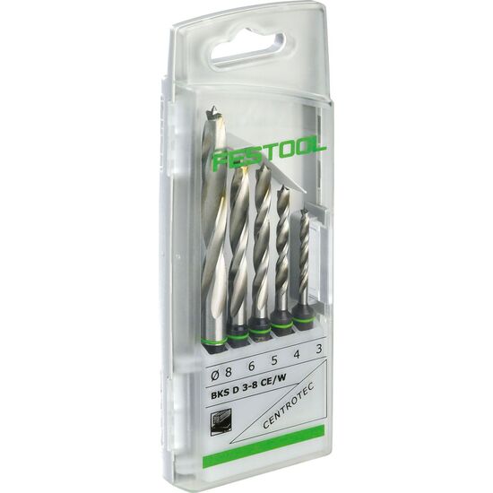 Festool CENTROTEC 3-8mm Wood Spiral Drill Bit Set (493648)